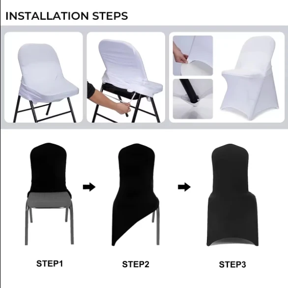 Spandex Folding Chair Covers Fitted Stretch Chair Slipcovers for Dining Banquet Party Wedding Events