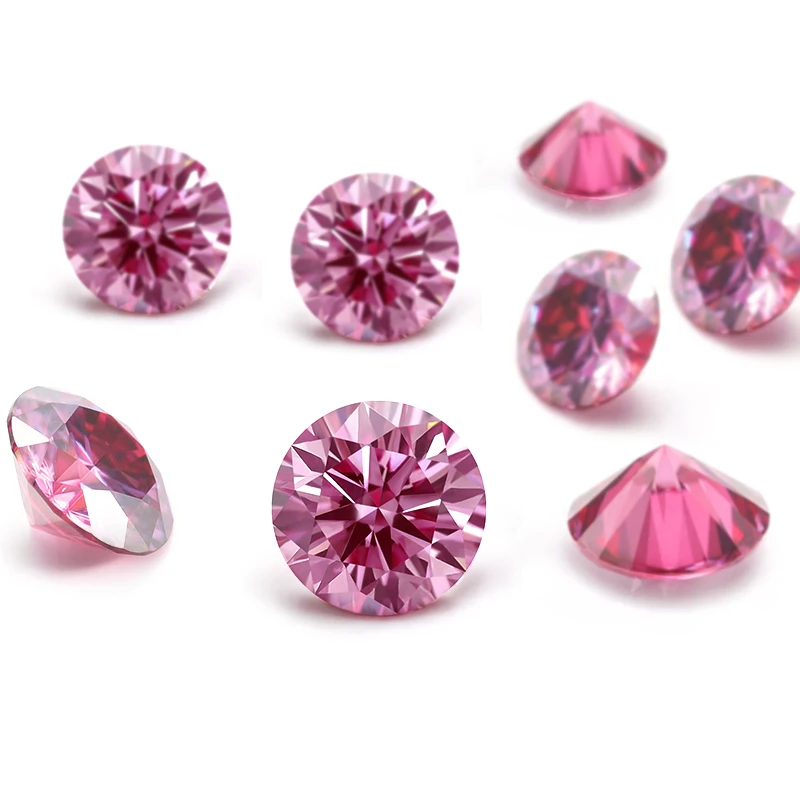 Good Quality DEF VVS Round Shape GRA Certificate Round Cut Pink Moissanite Stones