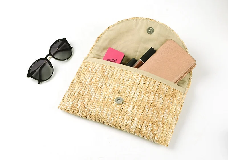 2020 NY wholesale women handmade beach travel shopping dyeing color wheat straw pompoms tassel handbags summer straw clutch bag