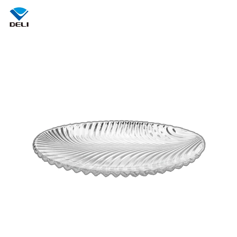 Nordic Style 244mm 9.6inch Dinner Round Clear Food Transparent Flower Wedding Large Glass Plate