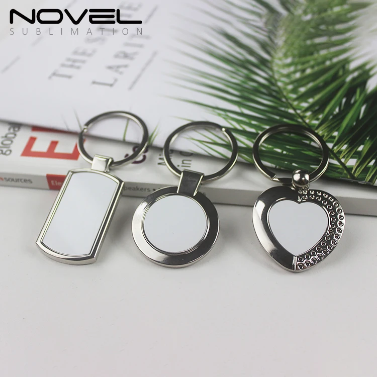 personality blank sublimation metal key chain with rectangle round and heart shape