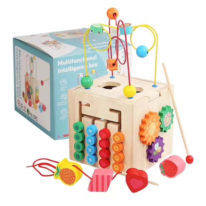 CE CPC Kids Toddler 6 in 1 Educational Montessori Toys Baby Sensory Musical Piano Playing Toys Preschool Wooden 3D Puzzle Game