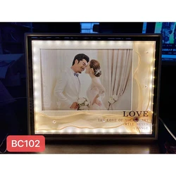 NEW led Light Photo Frames Crystal Sublimation Glass Frame Picture Wholesale Wedding Photo Frame as Memorial Gifts portafotos