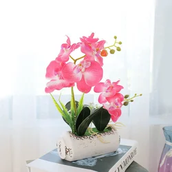 Stem Silk Flower Decoration White Orchid Bonsai artificial lavender bonsai artificial succulent small plants with pot