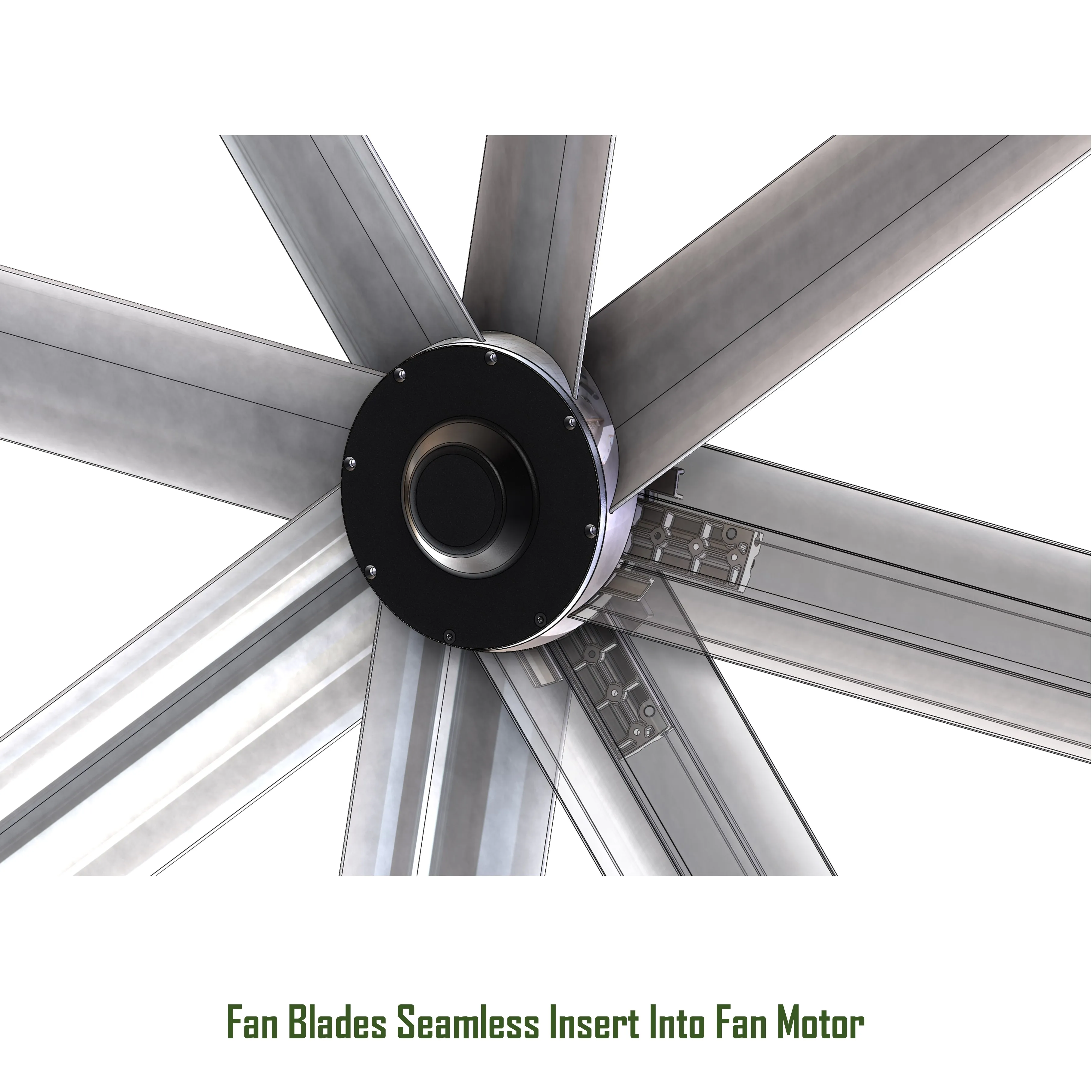  Солнечный потолочный воздухоохладитель Sunny HVLS вентилятор для теплицы с большим потоком воздуха 120 дюйма 380 Вт солнечный постоянного тока теплоотвод