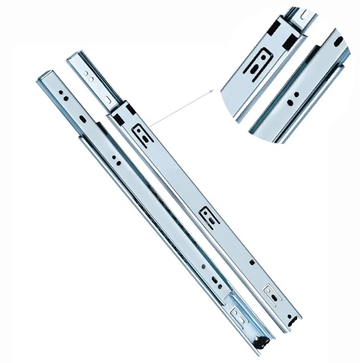 Furniture Hardware 2-Fold  Cabinet Channel Track 35mm Ball Bearing Drawer Slides