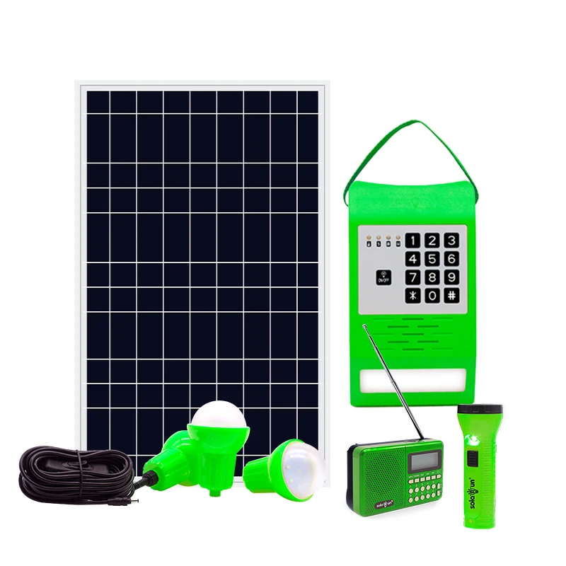 Solar Run Paygo Solar Home Lighting System for Lighting Phone Charging with Wall Light Pay As You Go