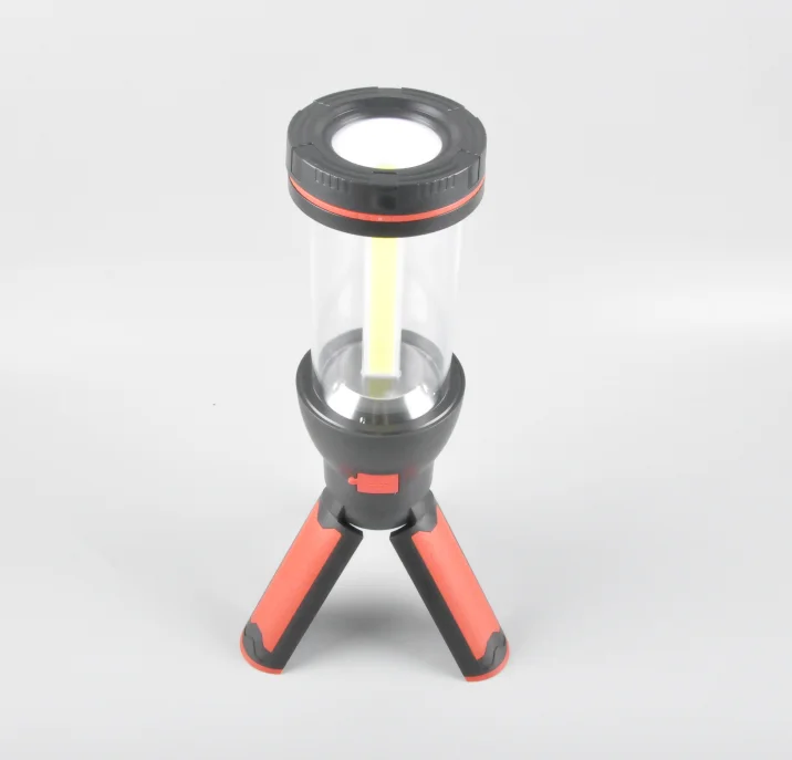 Super Bright 800 Lumen Adjustable USB Rechargeable 360 Cob Camping Work Led Light Lamp Tripod with hook with flashlight