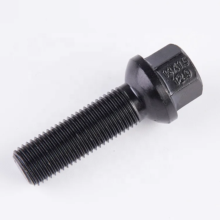 BOTRAK 20pcs 42mm R14 ball radius seat black extended wheel lug bolts M14x1.5