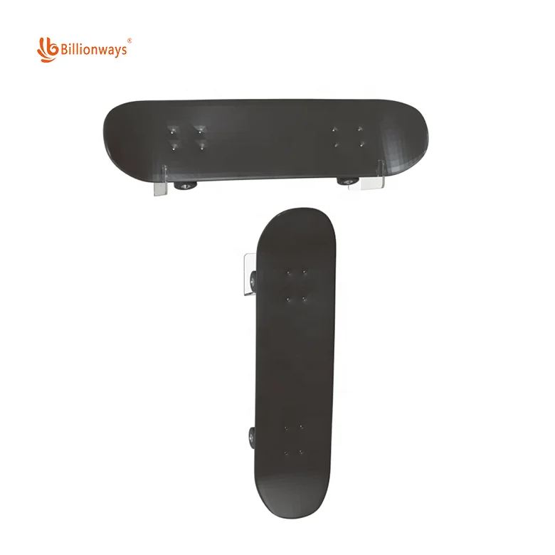 OEM Clear Acrylic Wall Mount rack for skateboard Wall Mount Storage Hook Deck Display Longboard