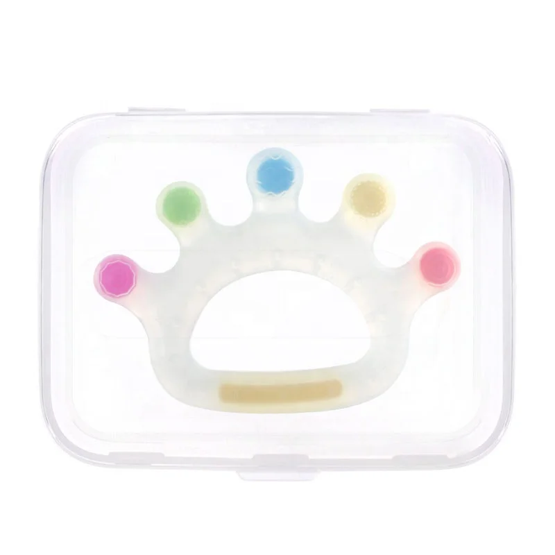 Soft Safe Food Grade Silicone Bpa Free Crown Shape Baby Water Teether With Clip