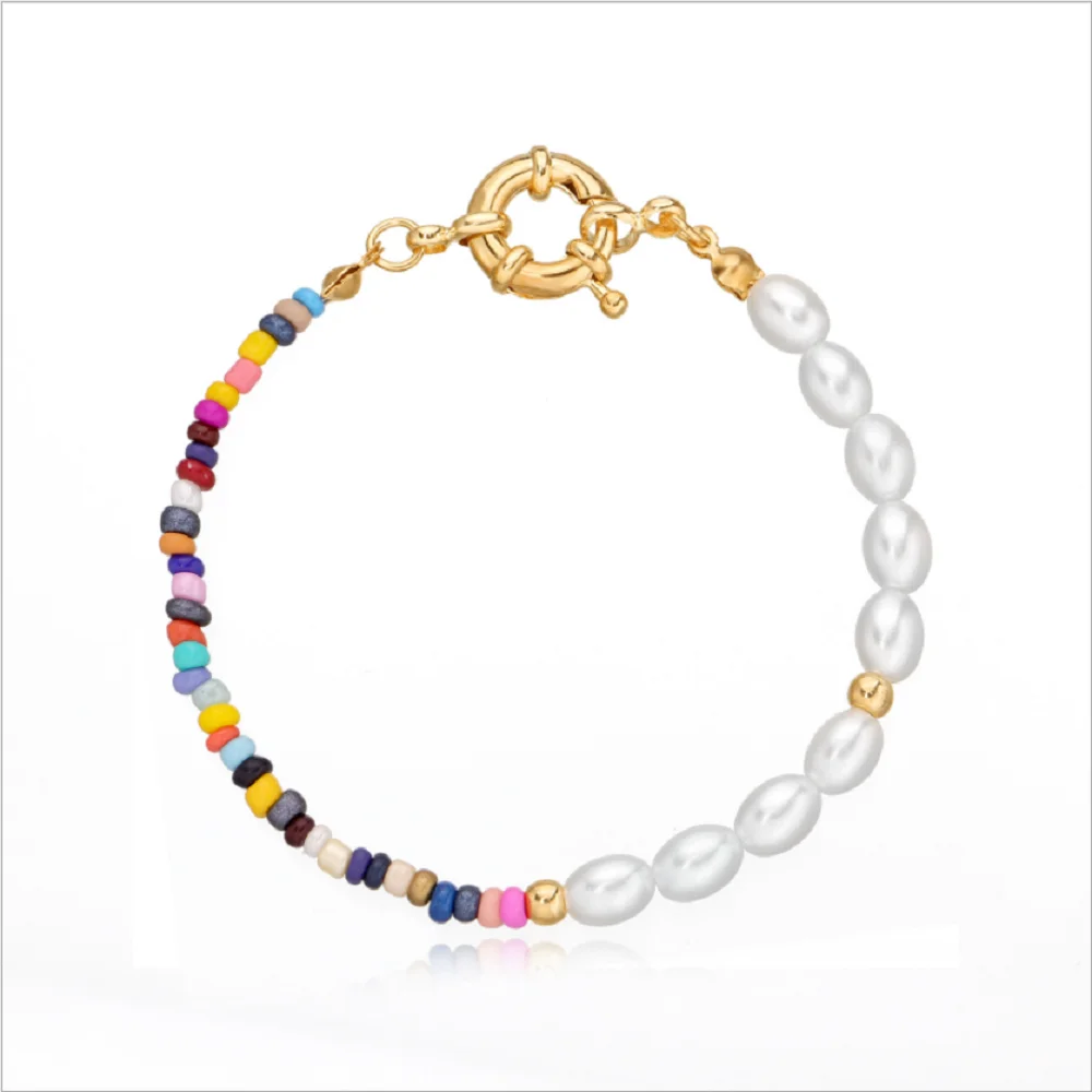 2021 fashion natural pearl rudder fish line bracelet with diy charms simple seed bead bracelets jewelry for women