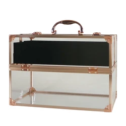 wholesale acrylic clear travel makeup cosmetic organizer storage boxes cases rose gold acrylic makeup case acrylic gift box