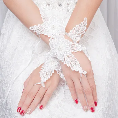 Summer New White Wedding Gloves Wedding Gloves Short Paragraph Long Lace Gloves