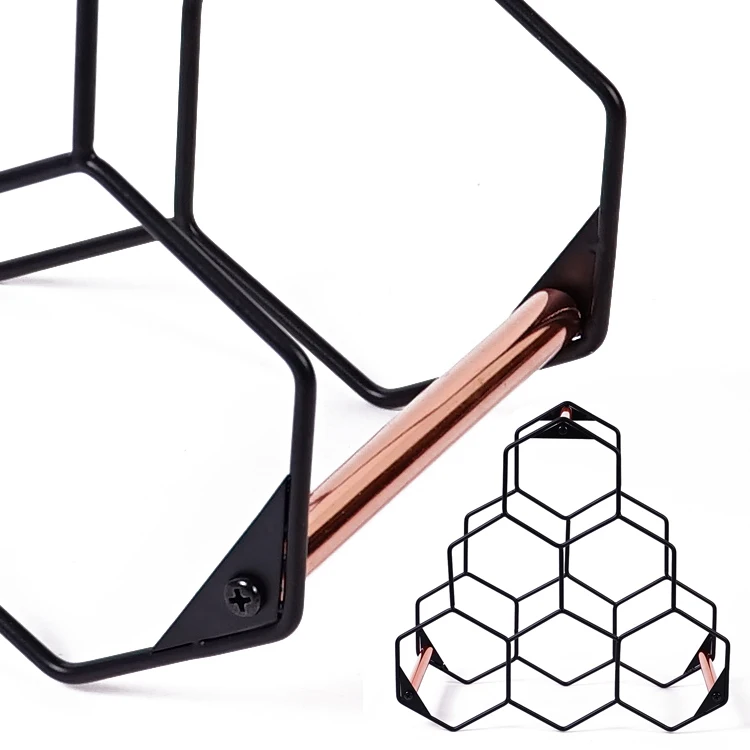 Honeycomb Style 6 Bottles Metal Standing Wine Rack Holder