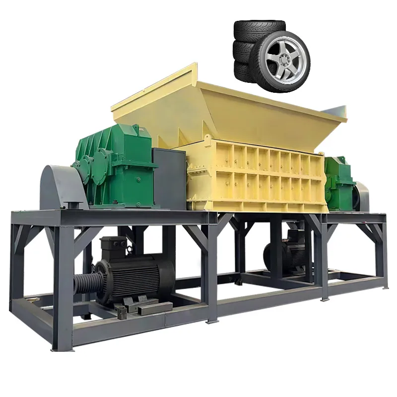 Heavy duty steel waste crumb rubber tyre shredder recyle machinery