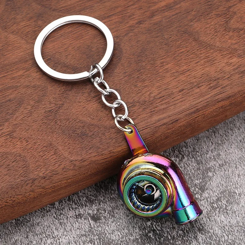 New Design Custom Automotive Car Part Key Chain Turbine Turbo 3d Metal Keyring Pendant