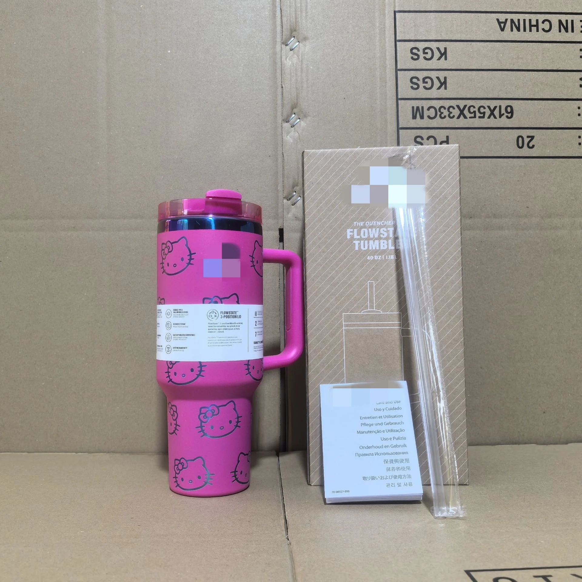 Hot Sale 40oz KT Cat Thermos Cup Creative Stainless Steel Double Layer Vacuum Mug Water Cup Handle Ice Master Car Mug