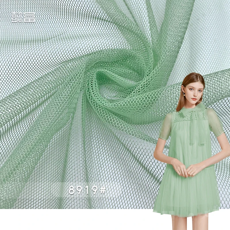 Material Wholesale Embroidered Dress Roll Tulle Hard Netting Custom Lining Textile 8919# Supplier Soft Mosquito  30A Net Fabric