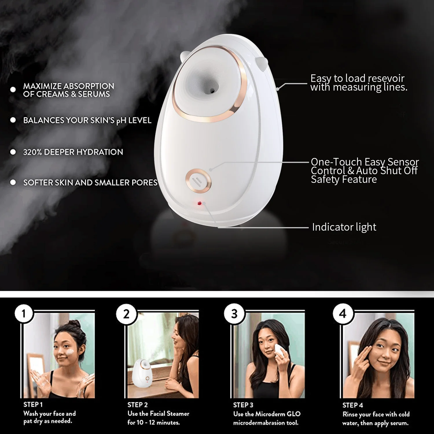 Beauty Equipment Nano Ionic Facial Steamer Sauna Spa Moisture Humidifier Lighting Household Electric Face Steam Machine