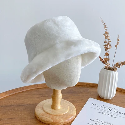 Hat Logo Embroidery Custom Faux Fur Plush Hat