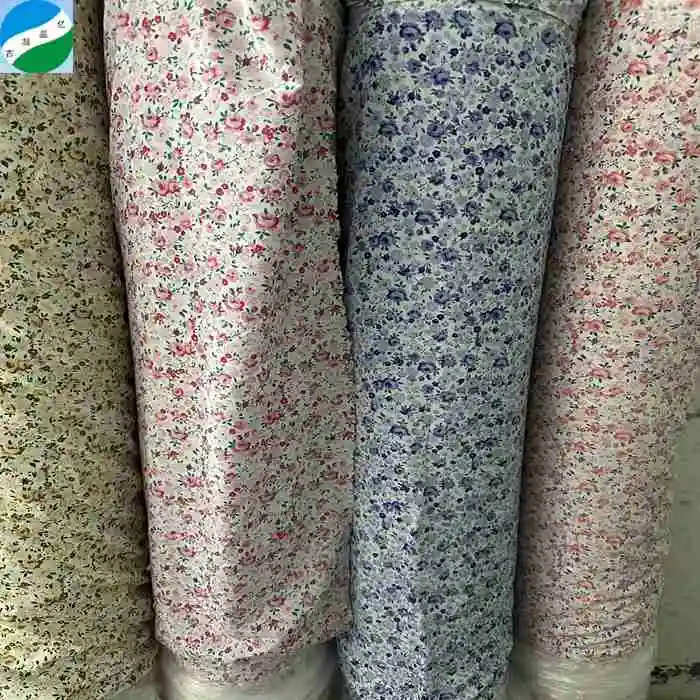 Small flower design 100%polyester woven spandex printed fabric 50d four ways stretch printing stock fabric