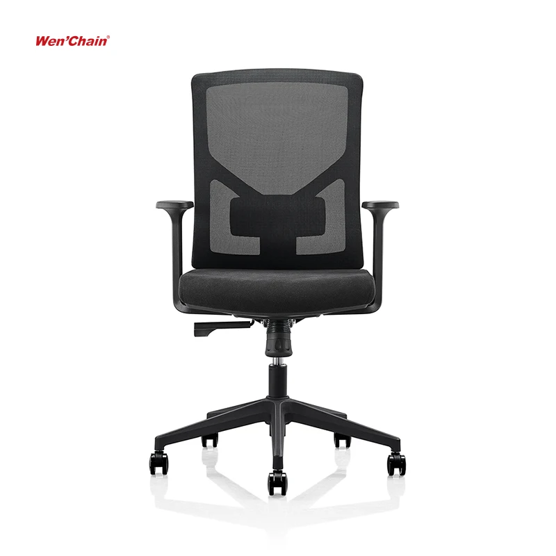 Manufacturers Cheap Staff Task Height Adjustable Computer Desk Midback Swivel Mesh Office Chair With Arm Rest