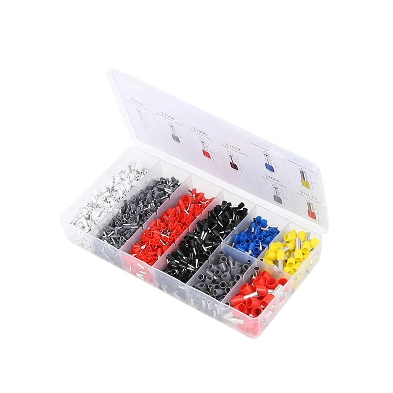 1800pcs HSC8 6-4A 20-8AWG copper crimp Insulated electric Wire Ferrules Kit 0.5-10mm wire square tube cable terminal set