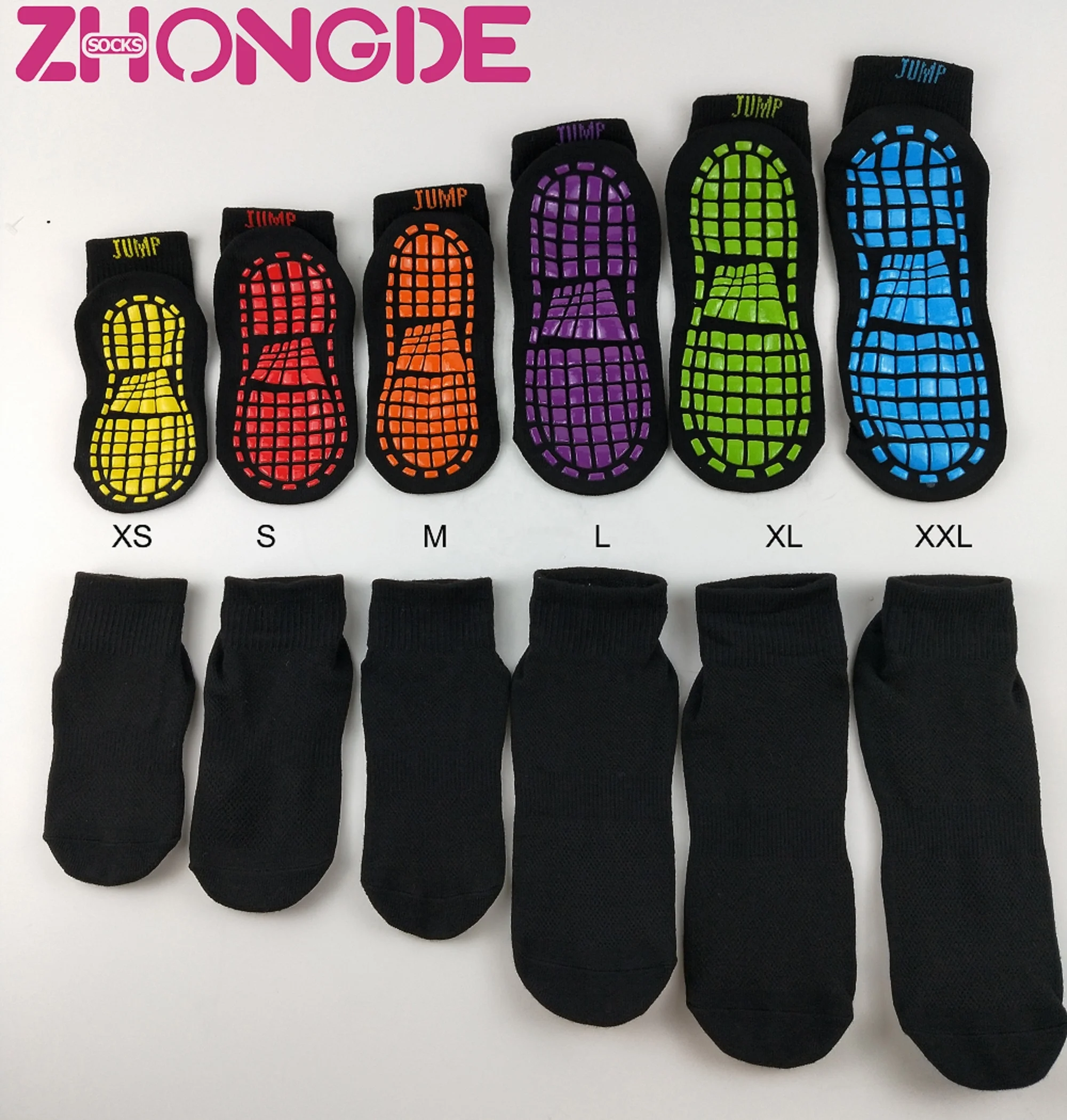 Bulk anti slip sports trampoline socks men women socks OEM design factory in Foshan