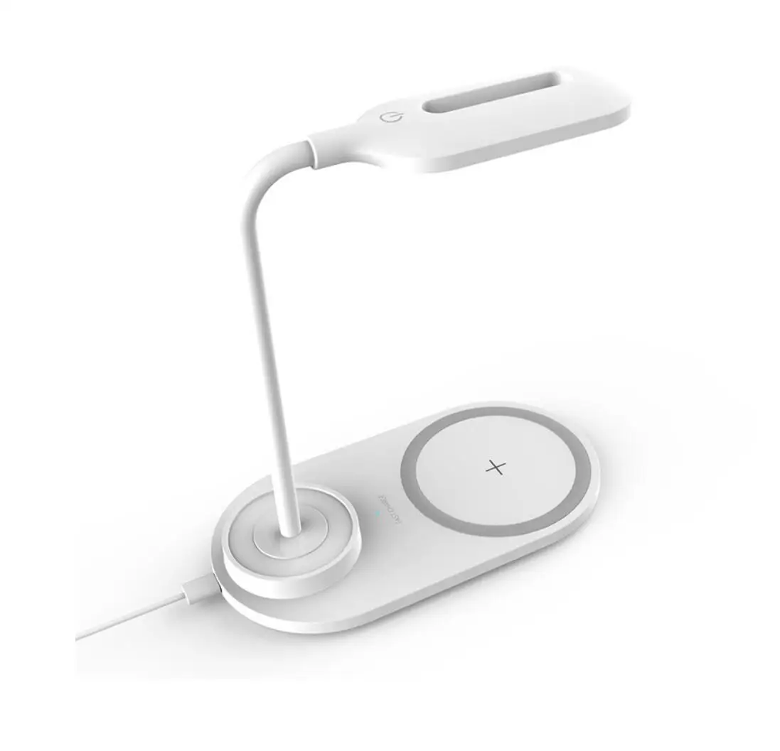 Светодиодная настольная лампа с беспроводным зарядным устройством и USB-портом для зарядки 3 цветных режима плавное затемнение многофункциональная Настольная