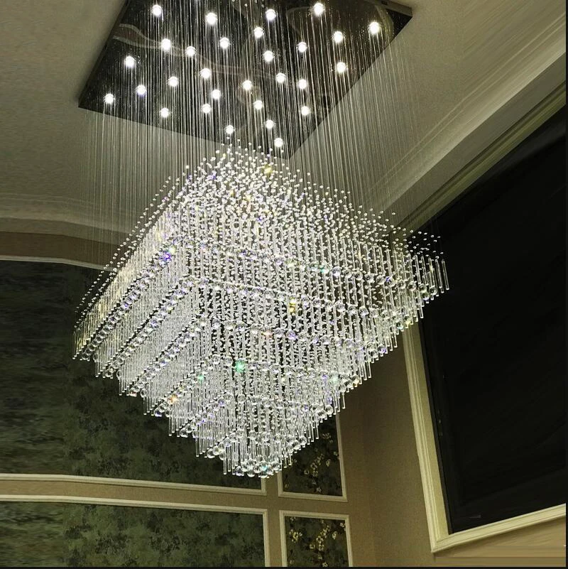 Modern Crystal LED Chandelier Ceiling Light Stairs Crystal Chandelier Ceiling Lamp For Hotel Project