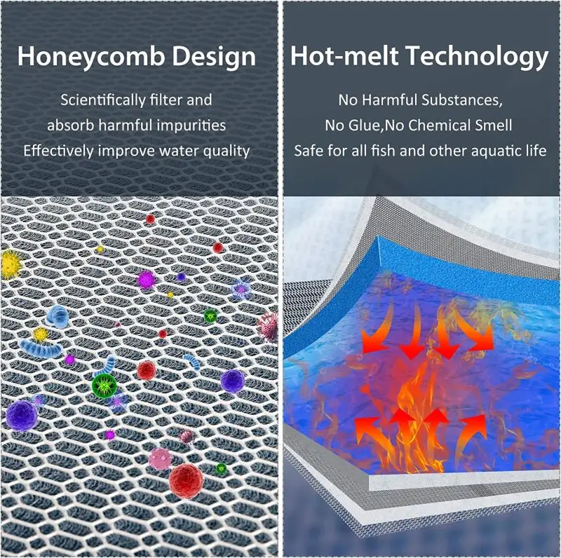 8D Aquarium Filter Sponge Media 8-Layer No Glue Filter Pads Fish Tanks Accessories Aquaseal Skimmer Pond Filter Cotton