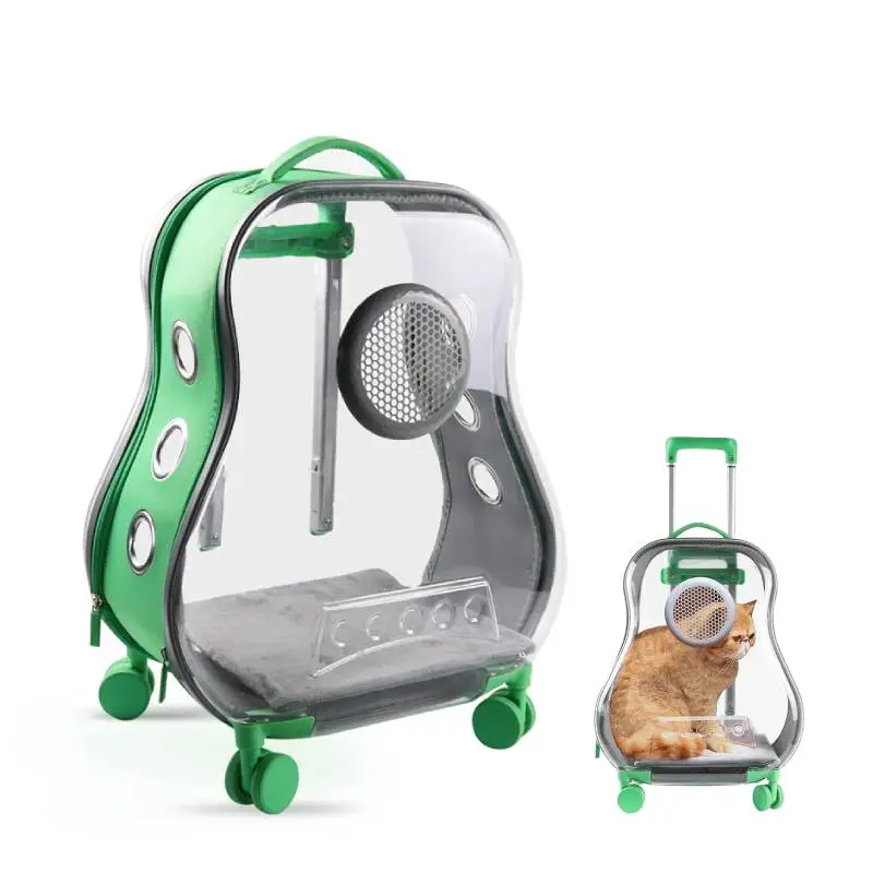Factory Wholesale Outdoor Travel Pet Trolley Transport Cat Backpack Carrier with Silent Wheels Rolling