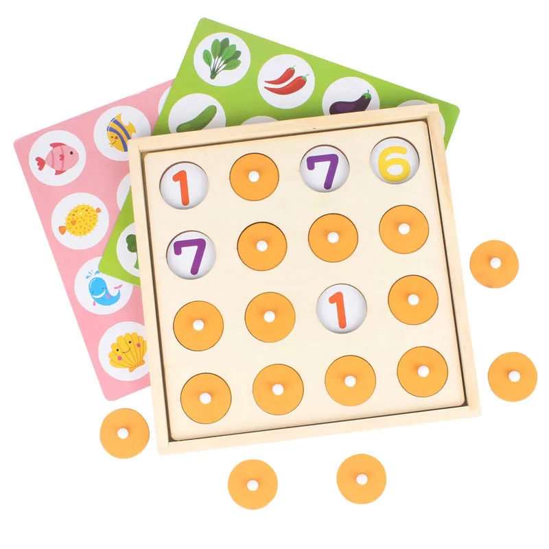 Kids Wooden Montessori Toys Memory Match Stick Educational Color Cognitive Geometric Shape Puzzles Toys For Children