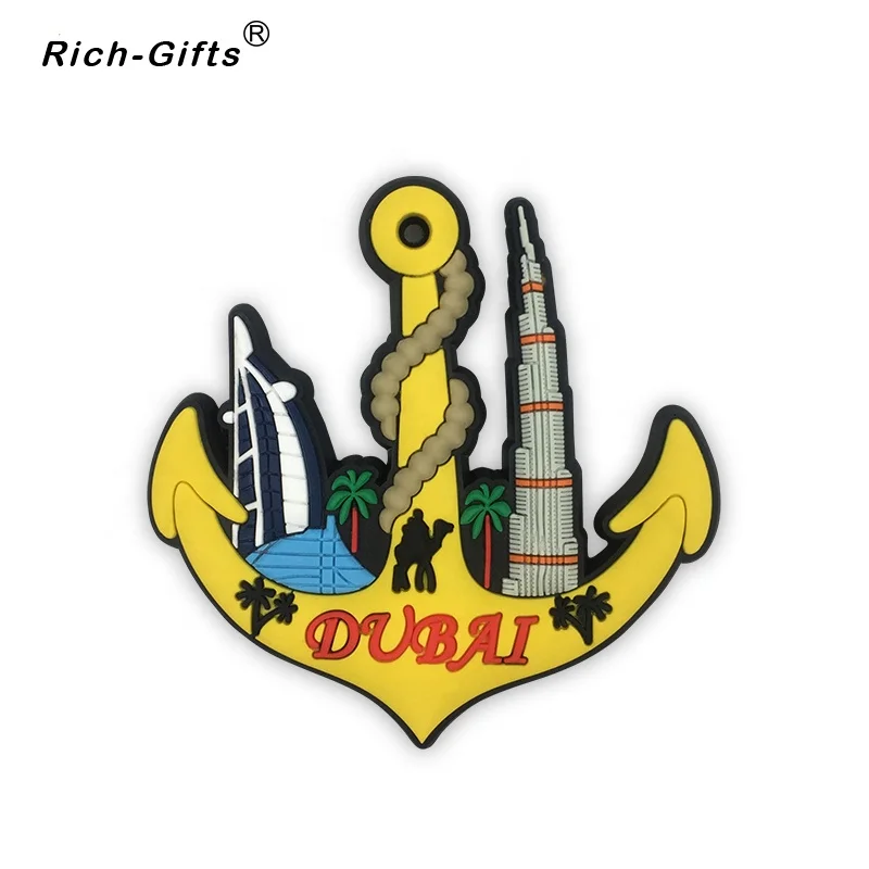 Custom Soft Rubber PVC Souvenir Fridge Magnet For Dubai
