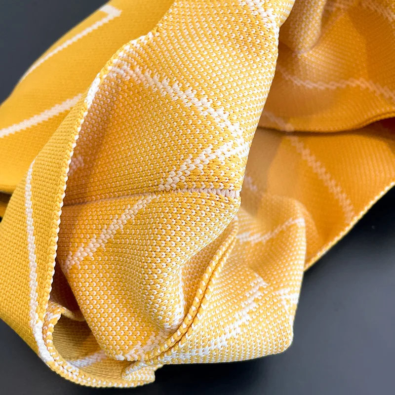 Retro Plain Solid Color Handheld Knitted Bag Wrist Bag Korean Style Small Striped Bag Versatile Knitting Handbag for Women