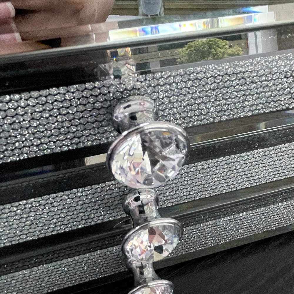 Mirror glass jewelry box three silver flash diamond bedroom necklace simple high-end large-capacity jewelry organizer Wholesale