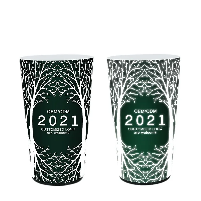 Custom Plastic Cups with Logo for Wedding Bar Night Club 12oz 14oz 16oz Water Activated Light Cups Party Led Cup
