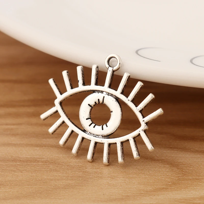 Tibetan Silver Egyptian Eye Of Horus Charms Pendants for Necklace Earring Jewelry Making Accessories 25x22mm