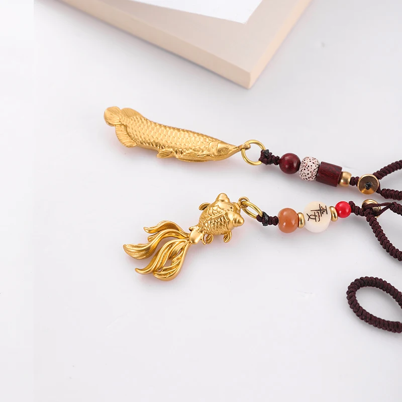 Good luck koi key chain brass fortune fish carp more than every year pendant Koi pendant gold jade pendant