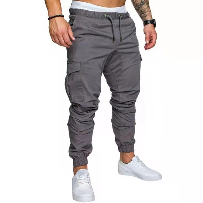 Wholesale Mens Low Moq Trendy Custom Brown Skinny Jeans Sweat Utility Polyester Multi Pockets Denim Cargo Jogger Pants For Men