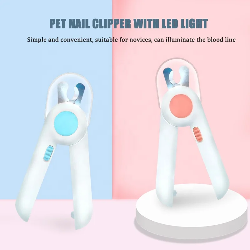 Amazon hot sell pet LED nail clipper and trimmer transparent baffle anti splash for cats