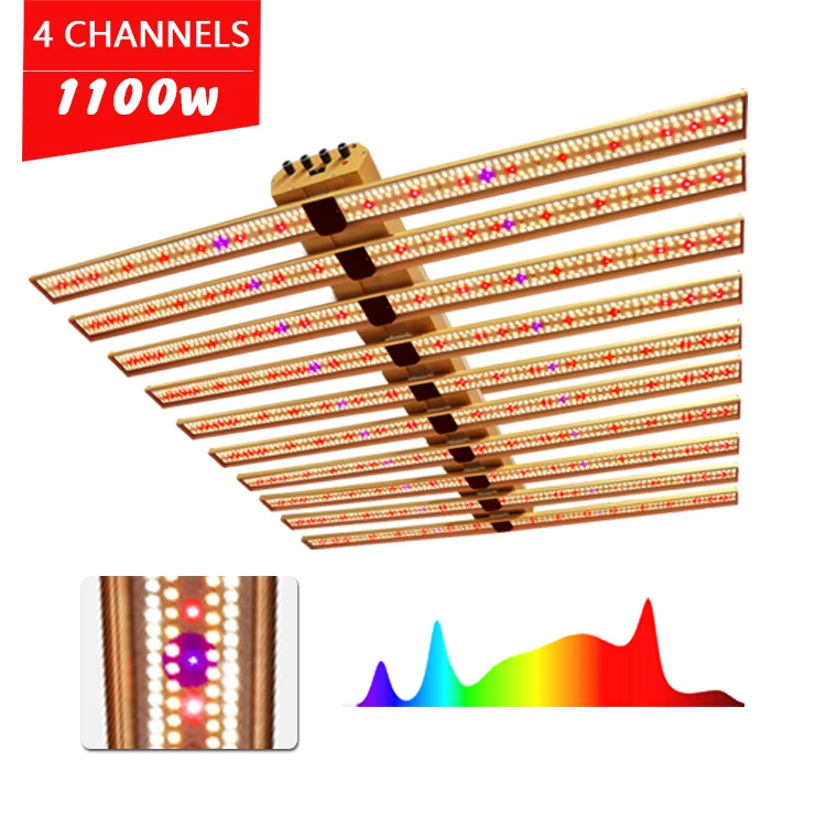 1100W four channels separately control UV and IR grow bar light dimmer full spectrum Samsung LM281B LM301H led grow light 1000W