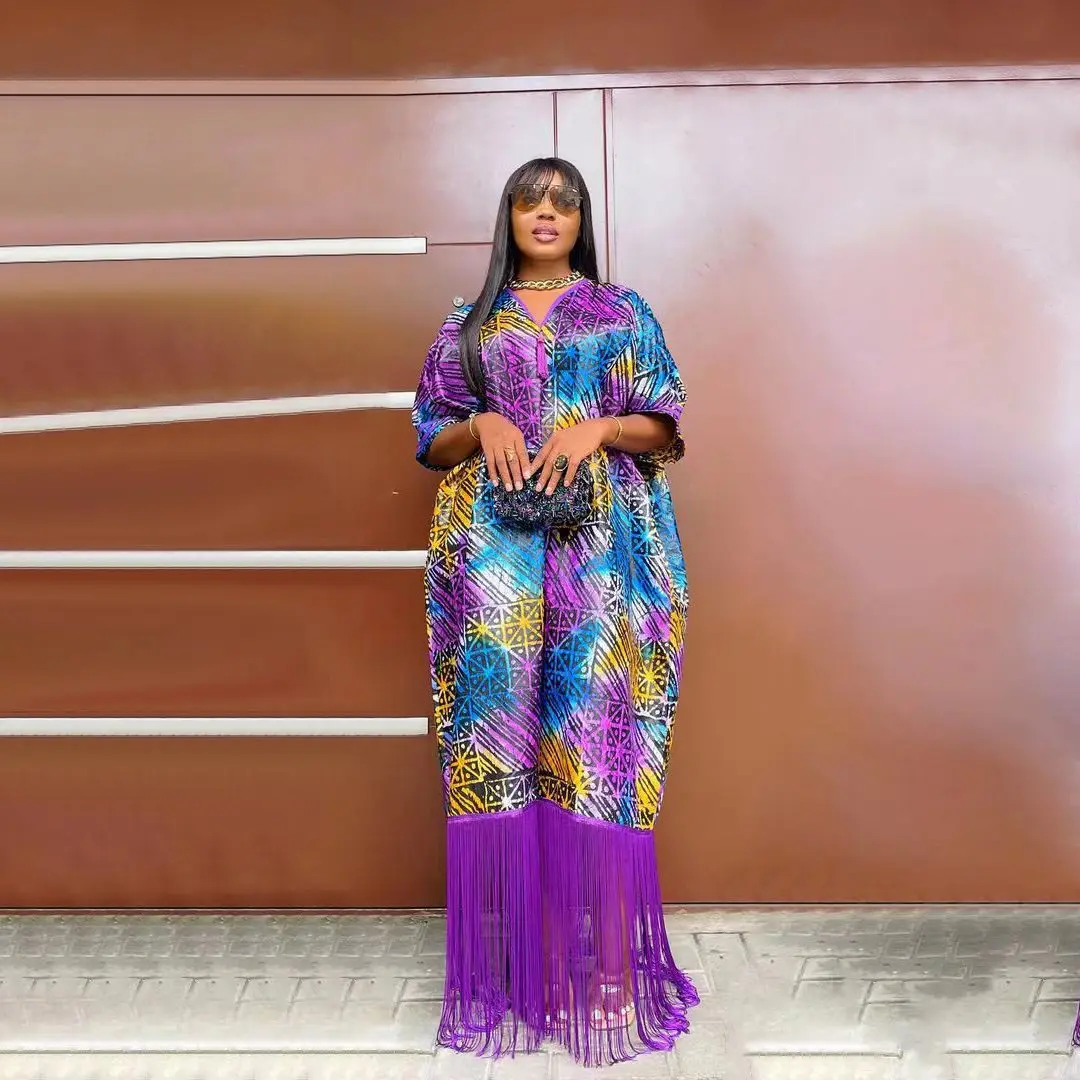 Liu Ming New African Fashion Summer Women Casual Fringe Beach Loose Long Maxi Dresses