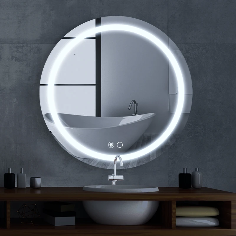 60x60 см; Прямая продажа с фабрики настенный сенсорный экран Анти-туман светодиодные фонари круглые смарт-зеркало для ванной комнаты