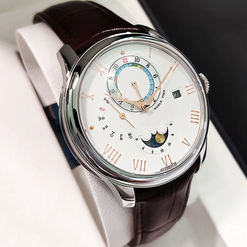 Мужские механические наручные часы с календарём, корпус из нержавеющей стали под заказ