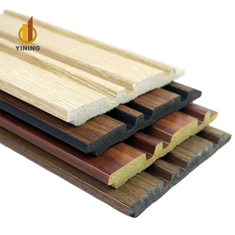 YINING PS Gold 3d Interior Wall Panel Pvc Fluted Wall Board  Luxury