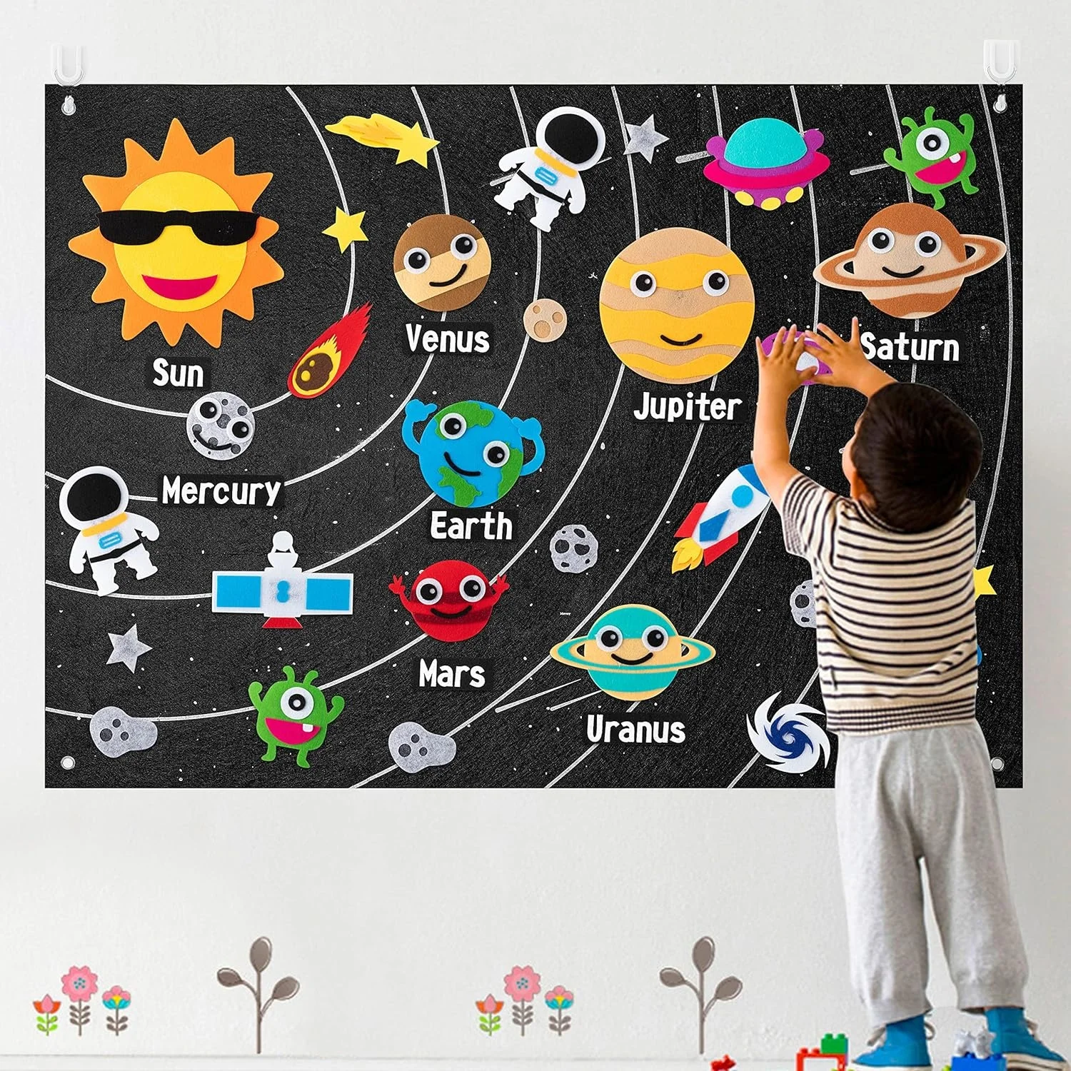 Hot Selling Felt Board for Toddlers, Educational Kids Gifts 3 4 5 6 7 8 Years Christmas.Solar System for Kids Toys