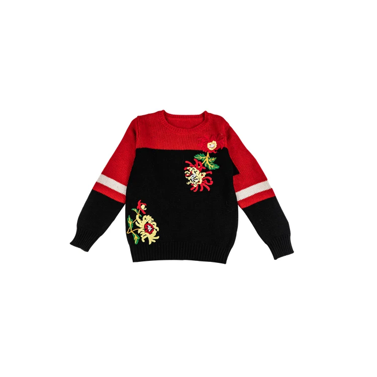 
High Sales Boy Embroider Solid Knit Kids Baby Pullover Luxury Sweater Pullover  (1600077604446)
