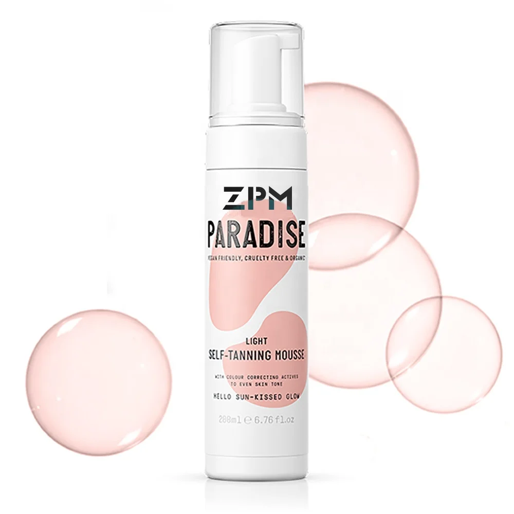 ZPM OEM/ODM Private Label Natural Organic Coconut Sunless Tanning Mousse Self Tanner Fake Tan Foaming Bronzing Mousse Spray Tan